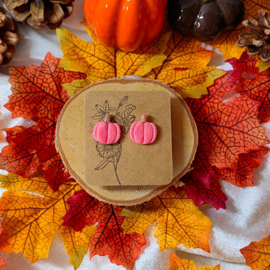 Kolczyki dynie różowe