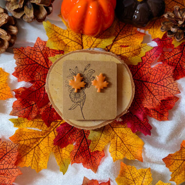 Kolczyki listki pomarańczowe