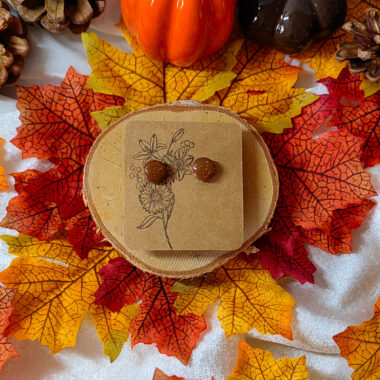 Kolczyki sztyfty brązowo-złote