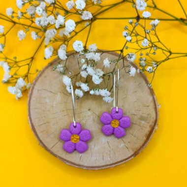 Kolczyki wiszące fioletowe kwiaty