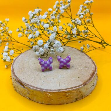 Kolczyki motylki w kratkę