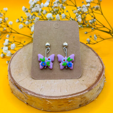 Kolczyki motylki fioletowe