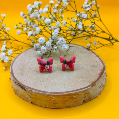 Kolczyki motylki z kwiatkami