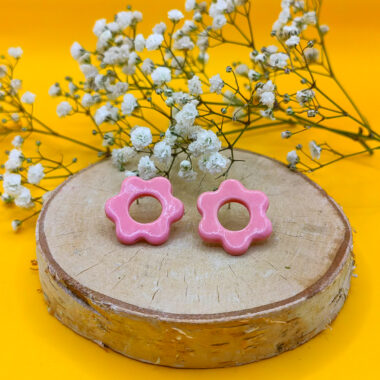 Kolczyki różowe kwiatki