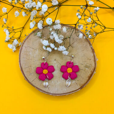 Kolczyki kwiaty z koralikiem